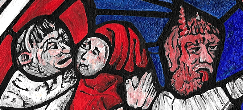 Flocks of Job - detail of Job and unwanted companions